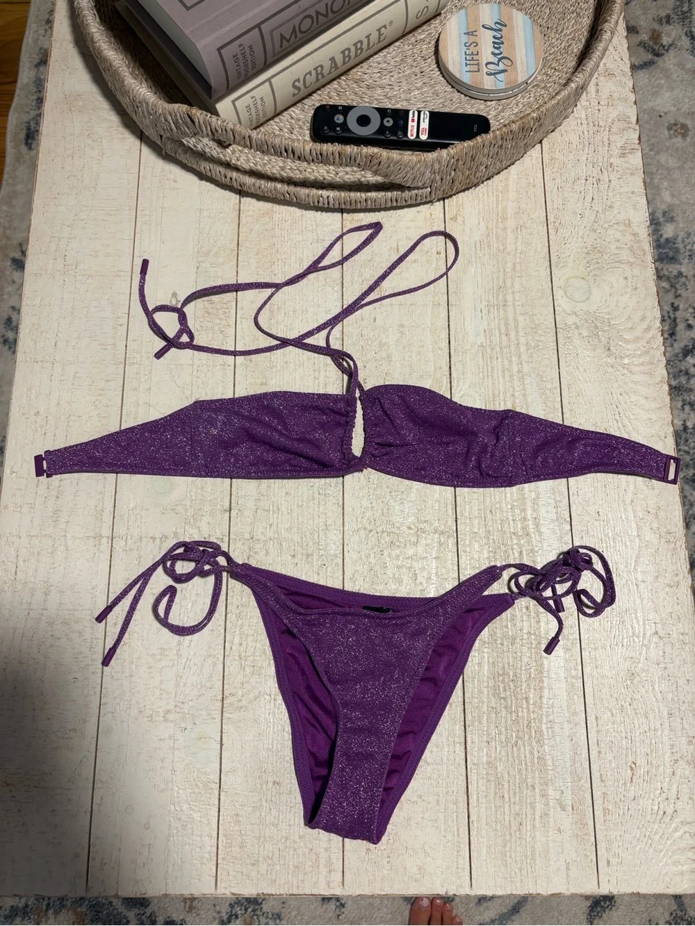 triangl swimwear Shimmery Purple Tie-Side Bikini Set